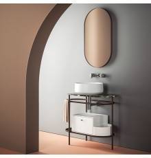 Artceram Flair 3.0 Металлическая консоль с раковиной, 85х46х75.5см., напольная, с выдвижным ящиком и мраморной столешницей, цвет: moka/белый матовый. COL001 05 00,  ACA067 56,  ACM037 05,  TFA009 91