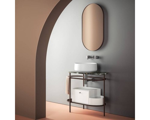 Artceram Flair 3.0 Металлическая консоль с раковиной, 85х46х75.5см., напольная, с выдвижным ящиком и мраморной столешницей, цвет: moka/белый матовый. COL001 05 00, ACA067 56, ACM037 05, TFA009 91 Artceram Flair 3.0 Металлическая консоль с раковиной, 85х46х75.5см., напольная, с выдвижным ящиком и мраморной столешницей, цвет: moka/белый матовый. COL001 05 00, ACA067 56, ACM037 05, TFA009 91