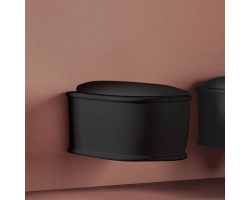 Artceram Atelier Унитаз подвесной, 52х37см, безободковый, с крепежом, цвет: черный матовый. ATV001 17 00