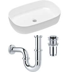 Комплект Раковина Lavinia Boho Bathroom Sink Slim 33311003 + Донный клапан Wellsee Drainage System 182134000 хром + Сифон 182102000 хром