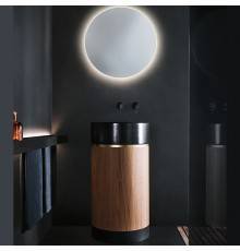 NOORTH milldue edition ROMA Раковина напольная Oslash;450x880 мм., слив в пол, основ Rovere Nero, корпус Noce Canaletto, вставка Oro, раковина Nero opaco. 2017.C