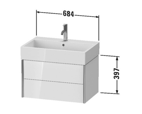 Duravit XViu Тумба подвесная 68.4x45.4x39.7см, с раковиной, 2 ящика, цвет: белый глянцевый/champagne matt. 2350700000,  XV43350B122