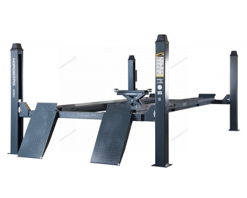 Подъемник четырехстоечный 5 т, c ручной траверсой 3 т N433, для сход-развала, возд. снятие, серый NO