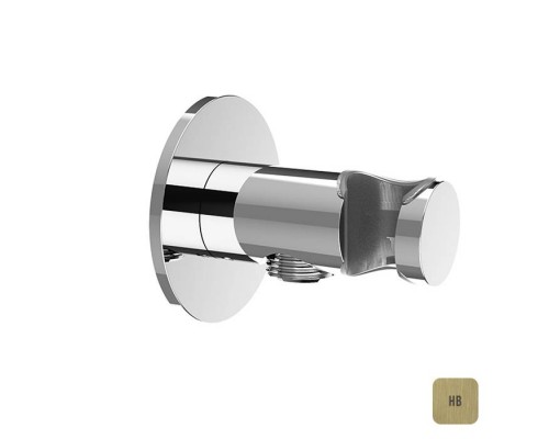 Almar Вывод из стены с держателем для душевой лейки, цвет: латунь брашированная PVD. E095037.HB