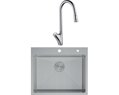 Комплект Мойка кухонная D K DKS604504 сатин + Смеситель Bayern Alfeld DA1482501