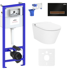 Комплект Lavinia Boho Унитаз подвесной Smart V-Clean 3359102R с микролифтом + Инсталляция RelFix 38010010 + Кнопка RelFix 38050602 + Дозатор RelFix 38040010