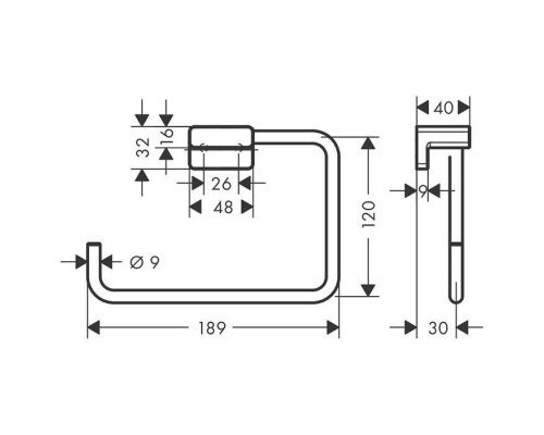 Hansgrohe AddStoris Полотенцедержатель 18.9см., кольцо, цвет: черный матовый. 41754670 Hansgrohe AddStoris Полотенцедержатель 18.9см., кольцо, цвет: черный матовый. 41754670