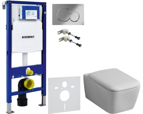 Комплект Унитаз подвесной Geberit iCon Square 201950000 + Крышка Square 571910000 + Крепления Duofix 111.815.00.1 к стене + Шумоизоляция 156.050.00.1 + Инсталляция UP 320 111.300.00.5 + Кнопка Sigma 01 115.770.21.5 хром