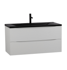 Тумба с раковиной BelBagno Marino 100, подвесная, bianco lucido, черная раковина