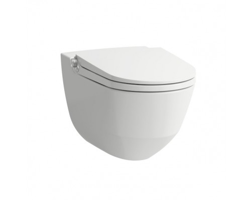 Laufen Cleanet Riva Унитаз-биде подвесной 60х39.5х40.5см, безободковый, пульт управления, с сиденьем, покрытие LCC, цвет: белый. 8.2069.1.400.000.1