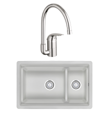 Комплект Мойка Granula Kitchen Space 7304U, арктик + Смеситель Grohe Euroeco
