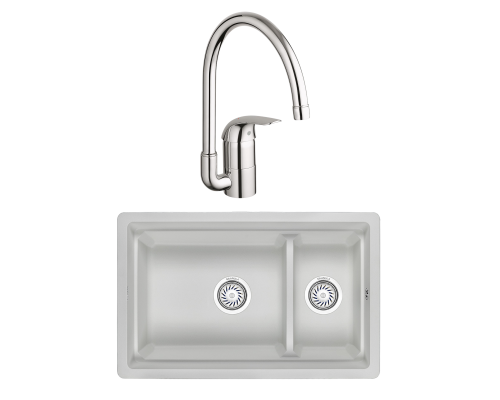 Комплект Мойка Granula Kitchen Space 7304U, арктик + Смеситель Grohe Euroeco