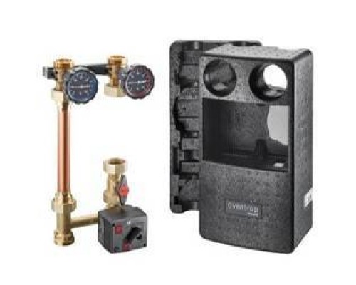 Насосная группа, Oventrop, Regumat MF-180 Ду 25 с шаровым краном перед насосом и встроенным регулятором температуры подачи с трехходовым смесителем с обратным клапаном, сервомотором со встроенным электронным регулятором, и универсальной, модульной тепло