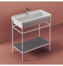 Artceram FUORI SCALA Металическая структура 40x77хh83см с раковиной на 1 отв, Fuori Scala rettangolare 80, напольная, цвет: белый матовый. ACA057 05,  TFC004 13 00,  TFL035 05 00 *1