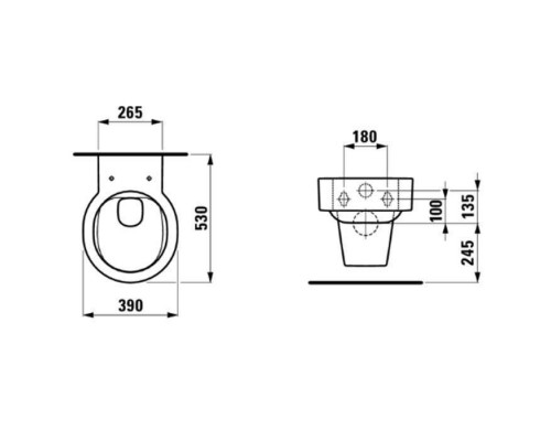 Laufen VAL Унитаз подвесной 53x39x36.5см, безободковый, цвет: белый. 8.2028.1.000.000.1