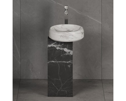 Dea Design Marble Marsala Раковина 46.5х46.5х90см., напольная, без отв., мрамор, цвет: White Cararra/Black Marquina. DD1546 465  CW/BM