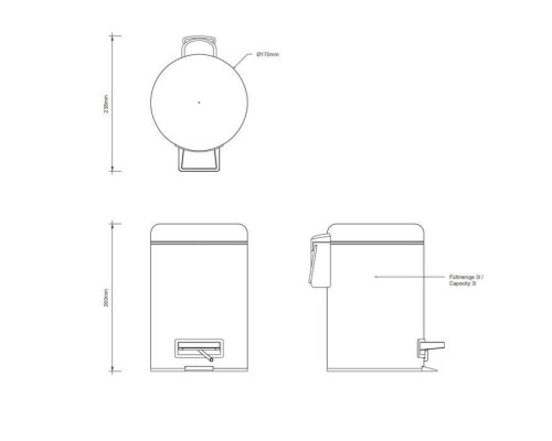 Decor Walther Universal Ведро с педалью, цвет:  Черный матовый. 0615760