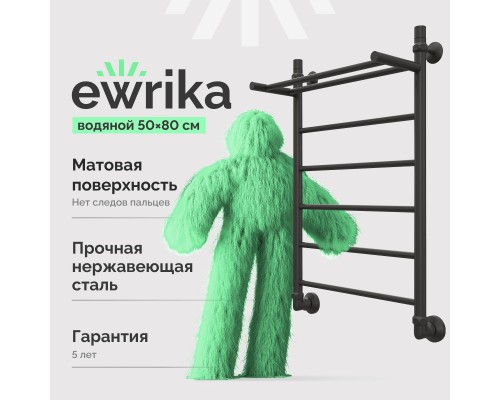Полотенцесушитель водяной EWRIKA Сафо FP 80х50 черный, матовый Полотенцесушитель водяной EWRIKA Сафо FP 80х50 черный, матовый