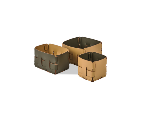 ADJ Корзинка Mini Bottega, 12x12xH13 см., цвет: горчичный/оливковый. 1013.40/55