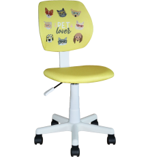 Компьютерное кресло Stool Group Лоло pet lover, желтый, пластик белый