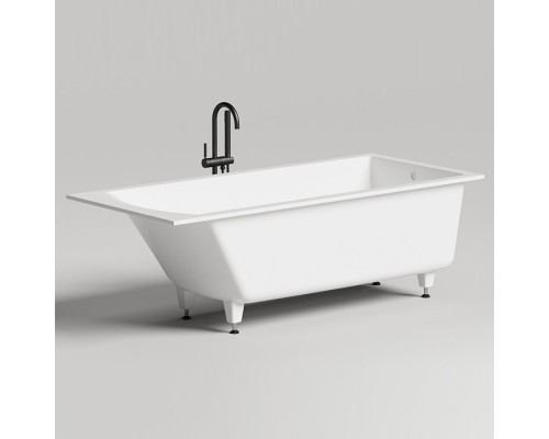 Salini Cascata Встраиваемая ванна 170x70x55.2см., ножки, сифон, мат-л: S-Stone, цвет: белый матовый. 23101H,  104423M