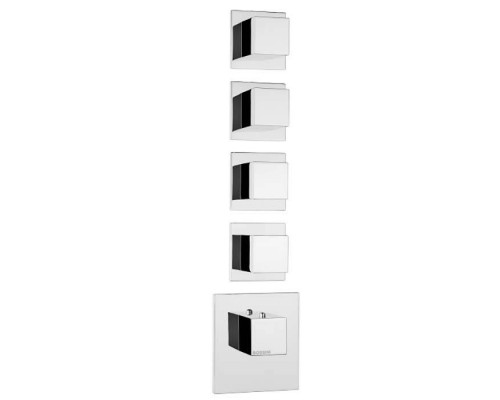 Bossini Cube Термостат для душа, встраиваемый, с девиаторм/3 запорных вентиля на 5 выходов, уст-ка верт/гор., цвет: хром. Z032208.030,  Z030275000