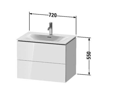 Duravit L-Cube База подвесная 72x48.1x55см с раковиной, 2 ящика, цвет: глянцевый белый. LC630602222,  23447300001