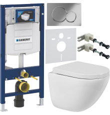 Комплект Унитаз подвесной BelBagno Amanda BB051CHR безободковый + Крышка Norma BB865SC с микролифтом + Инсталляция Geberit Duofix UP 320 111.300.00.5 + Кнопка Sigma 01 115.770.21.5 хром + Крепления 111.815.00.1 к стене + Шумоизоляция 156.050.00.1