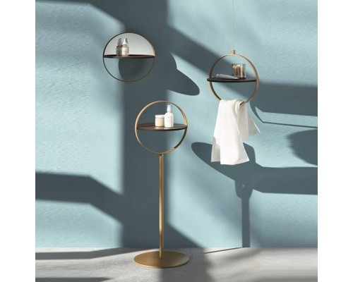 Burgbad Lavo 2.0 Набор полочек с полотенцедержателями, напольный/подвесной, цвет: Nussbaum Dekor, фурнитура золото. ACFP030,  ACFN030,  ACFQ030