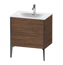 Duravit XViu Тумба подвесная 71x48x59.1см, с раковиной, 2 ящика, цвет: walnut dark/черный матовый. 2344730000,  XV971500000,  XV43010B221