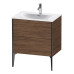 Duravit XViu Тумба подвесная 71x48x59.1см, с раковиной, 2 ящика, цвет: walnut dark/черный матовый. 2344730000,  XV971500000,  XV43010B221