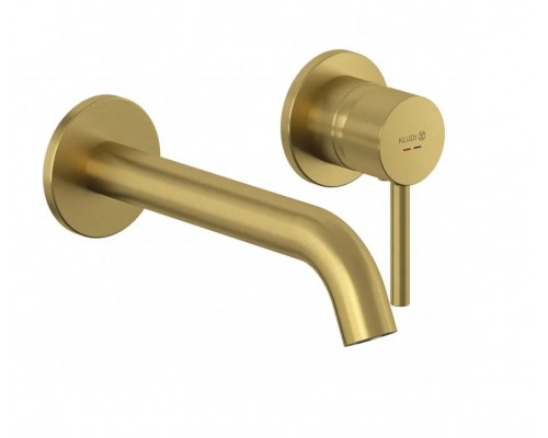 KLUDI BOZZ однорычажный смеситель для раковины, внешняя часть, излив 230 мм, брашированное золото 38245N076