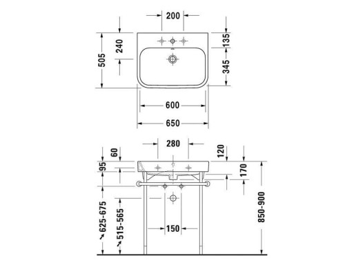 Duravit Happy D.2 Раковина подвесная, 65x50.5 см, 3 отв., с переливом, цвет: белый. 2318650030