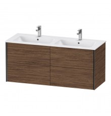 Duravit XViu Тумба подвесная 128x48x56см, с двойной раковиной, 4 ящика, цвет: walnut dark/черный матовый. 2336130000,  XV41290B221
