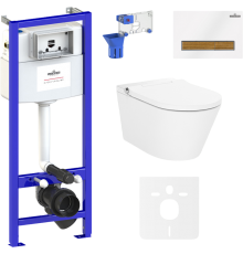 Комплект Lavinia Boho Унитаз подвесной Smart V-Clean 3359102R с микролифтом + Инсталляция RelFix 38010010 + Кнопка RelFix 38050603 + Дозатор RelFix 38040010