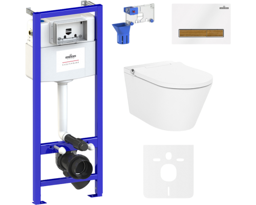 Комплект Lavinia Boho Унитаз подвесной Smart V-Clean 3359102R с микролифтом + Инсталляция RelFix 38010010 + Кнопка RelFix 38050603 + Дозатор RelFix 38040010