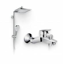 Душевой комплект Смеситель Hansgrohe Logis 71400000 + Стойка Crometta E 240 1jet Showerpipe Reno 27289000 EcoSmart