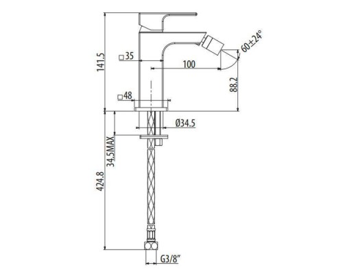 GATTONI Kubik Смеситель для биде,  цвет: черный матовый. 2564/25NO