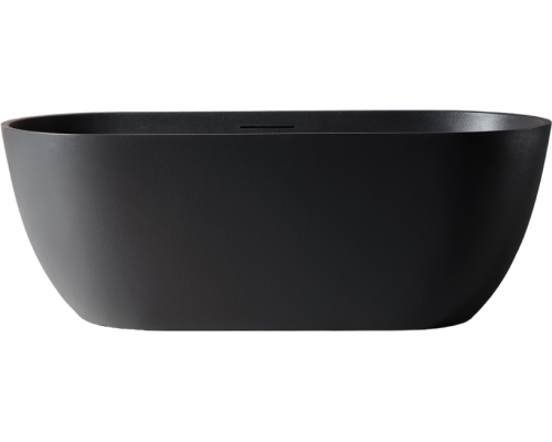 Ванна из искусственного камня Abber Frankfurt 170x75 см, отдельностоящая, овальная, со сливом-переливом, черная, матовая