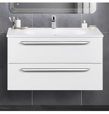 Тумба с раковиной Cezares Eco 90, bianco lucido, 2 ящика, ручки хром