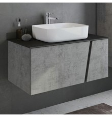 Тумба с раковиной Comforty Эдинбург 90 подвесная, бетон светлый, раковина T-Y9378