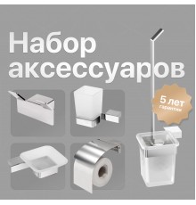 Набор DEKOR BANYO SS 304, Мыльница + Стакан + Ершик + Держатель туалетной бумаги + Крючок