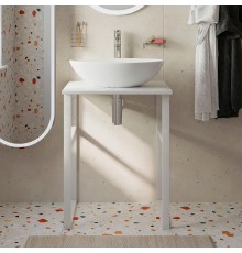 Консоль DIWO Элиста 60 белый мрамор, с раковиной Moduo 55 Leaf