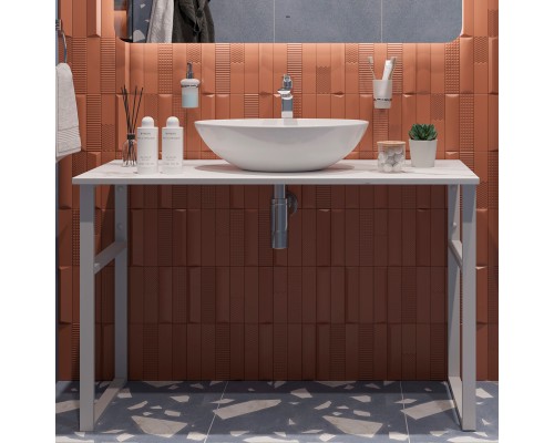 Консоль DIWO Элиста 120 белый мрамор, с раковиной Moduo 55 Leaf