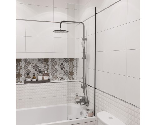 Шторка на ванну DIWO Ростов 4GW015 неподвижная, 40x150, черная матовая