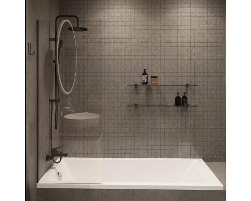 Шторка на ванну DIWO Ростов 4GW011 неподвижная, 60x150, черная матовая