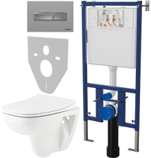 Комплект Унитаз подвесной Seramiksan Petite A101002H + Крышка AG50006 с микролифтом + Инсталляция DIWO 4501 + Кнопка 7321 хром матовый