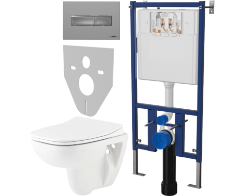 Комплект Унитаз подвесной Seramiksan Petite A101002H + Крышка AG50006 с микролифтом + Инсталляция DIWO 4501 + Кнопка 7321 хром матовый