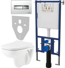 Комплект Унитаз подвесной Seramiksan Petite A101002H + Крышка AG50006 с микролифтом + Инсталляция DIWO 4501 + Кнопка 7322 хром