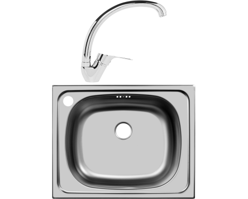 Комплект Мойка кухонная Domaci Равенна Ssik DCL 500*400 (6) 1T отверстие под смеситель слева + Смеситель D45-002cr